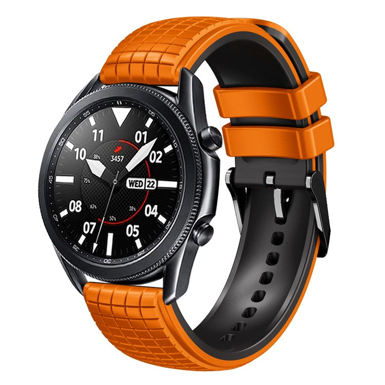 For Huami Amazfit GTS4 Mini / GTS3 / GTS2 2E Watch Strap 20mm Grids Texture Silicone Watch Band - Orange / Black