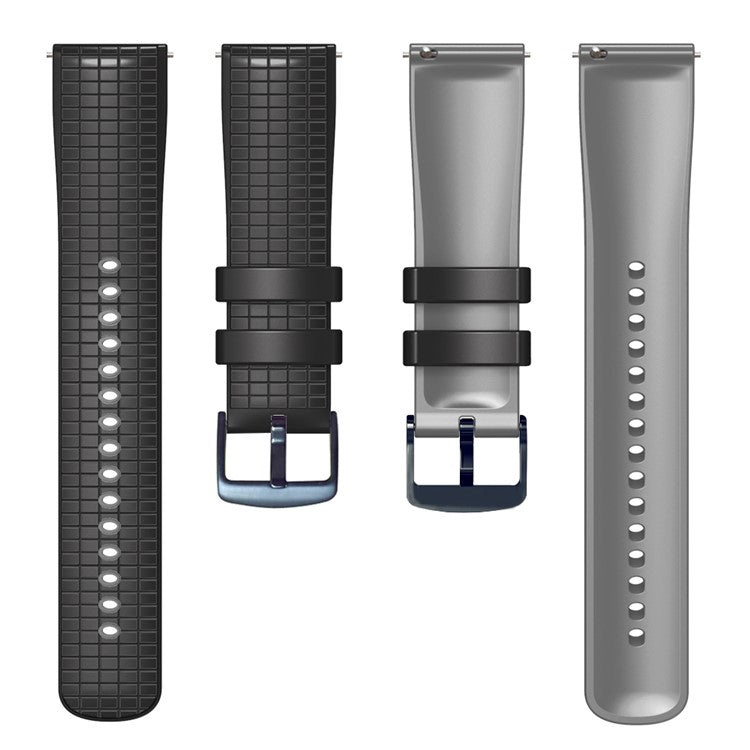 Quick Release Watch Band For Huawei Watch Buds / GT3 SE / GT3 Pro , Grids Texture 22mm Dual-color Silicone Straps - Black / Grey