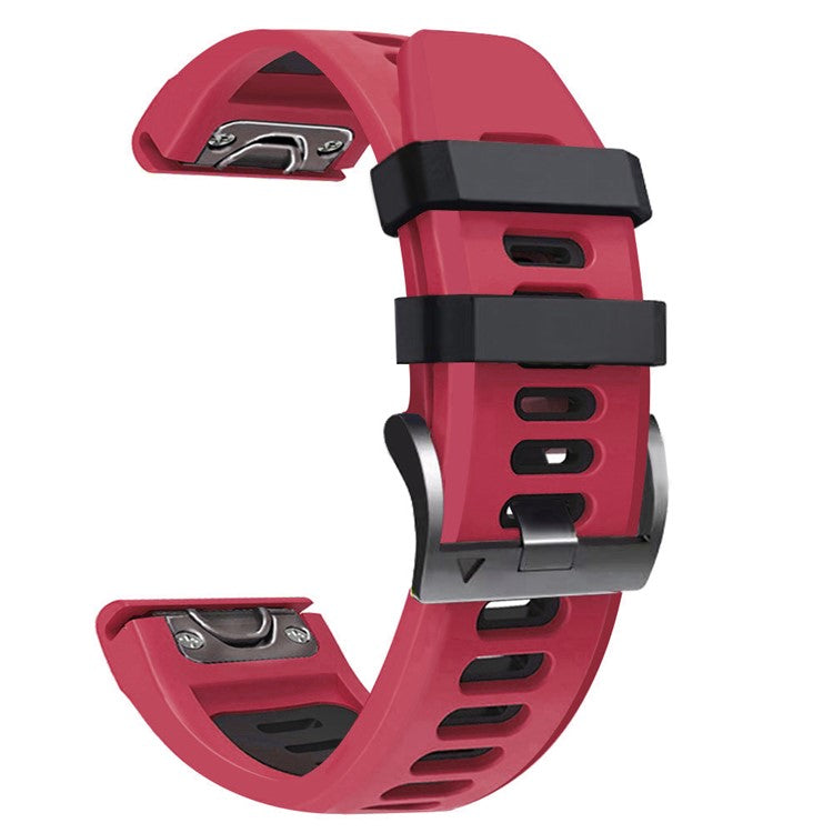 For Garmin Tactix Delta / Enduro / Fenix 7X Silicone Watch Strap Dual Color Quick Release Watchband - Red / Black