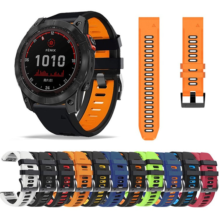 For Garmin Tactix Delta / Enduro / Fenix 7X Silicone Watch Strap Dual Color Quick Release Watchband - Red / Black