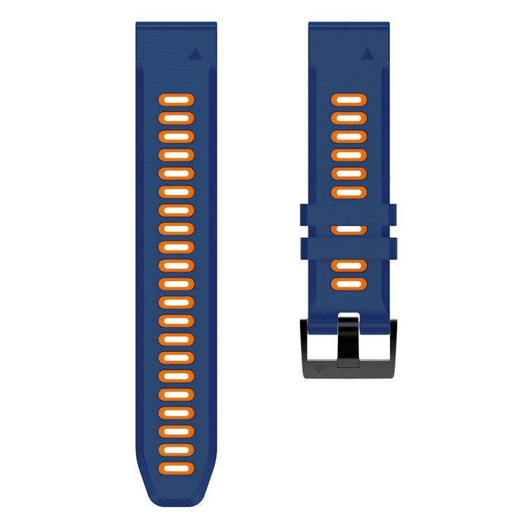 For Garmin Tactix Delta / Enduro / Fenix 7X Silicone Watch Strap Dual Color Quick Release Watchband - Midnight Blue / Orange