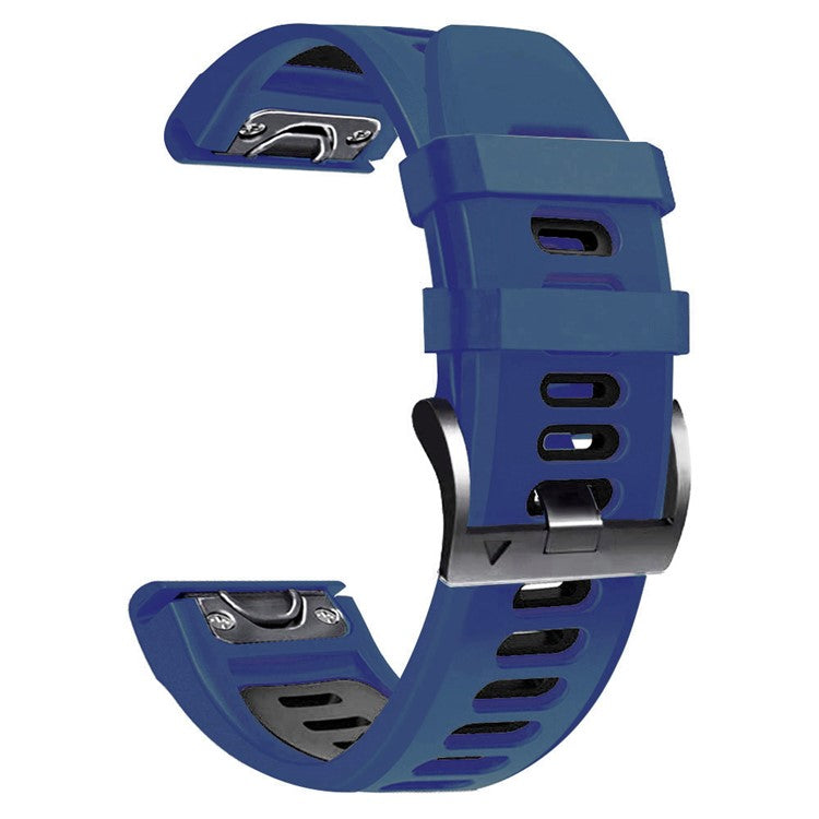For Garmin Tactix Delta / Enduro / Fenix 7X Silicone Watch Strap Dual Color Quick Release Watchband - Midnight Blue / Black