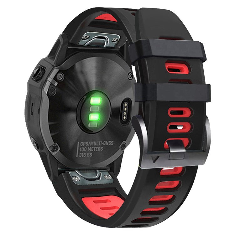 For Huami Amazfit Falcon / Coros Vertix Silicone Watchband Quick Release Watch Strap - Black / Red