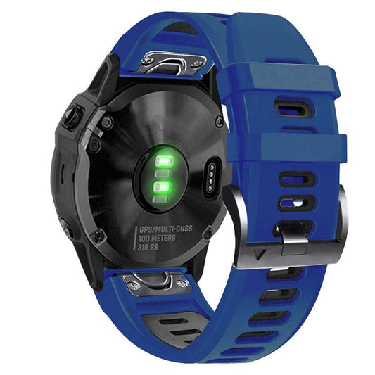 For Huami Amazfit Falcon / Coros Vertix Silicone Watchband Quick Release Watch Strap - Midnight Blue / Black