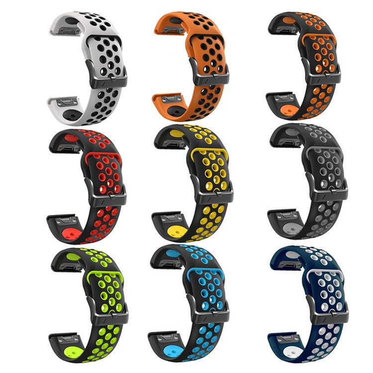 For Garmin Tactix Delta / Enduro / Fenix 7X Silicone Watch Band Dual Color Quick Release Wrist Strap - Black / Red