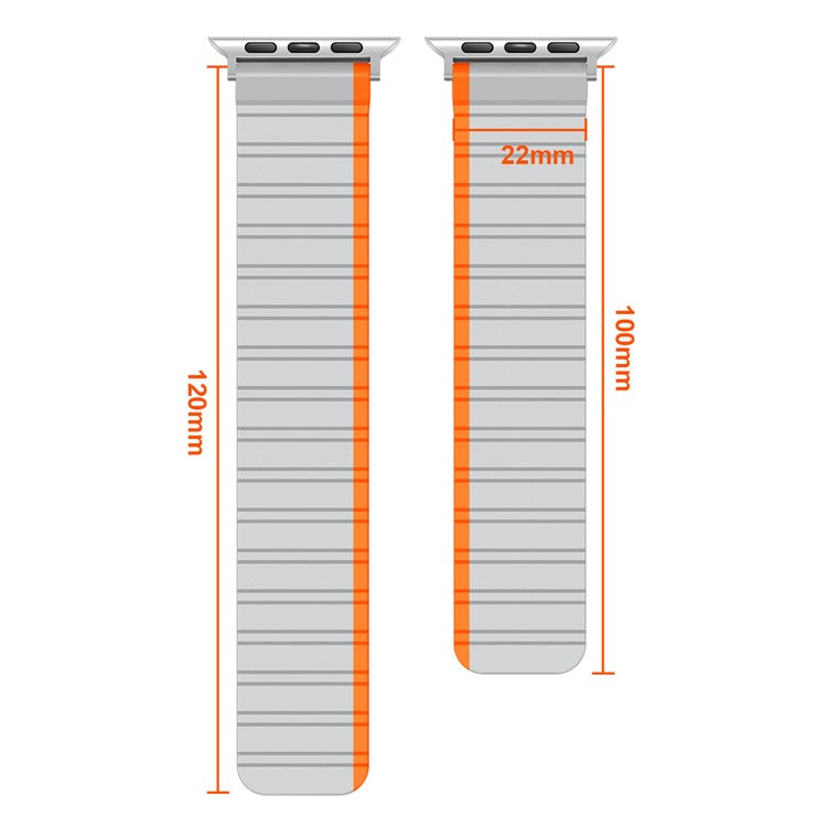 Magnetic Watch Band for Apple Watch Series 10 46mm / Ultra 2 Ultra 49mm /  Series 9 8 7 45mm / 6 5 4 SE (2023) SE (2022) SE 44mm / 3 2 1 42mm Dual Color Silicone Watch Strap - Dark Green / Light Green