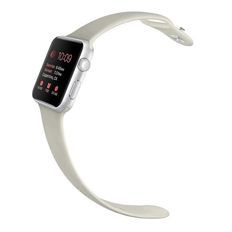 For Apple Watch Series 10 46mm / Ultra 2 Ultra 49mm /  Series 9 8 7 45mm / 6 5 4 SE (2023) SE (2022) SE 44mm / 3 2 1 42mm Silicone Wrist Band Replacement Watch Strap (Standard Size) - Beige