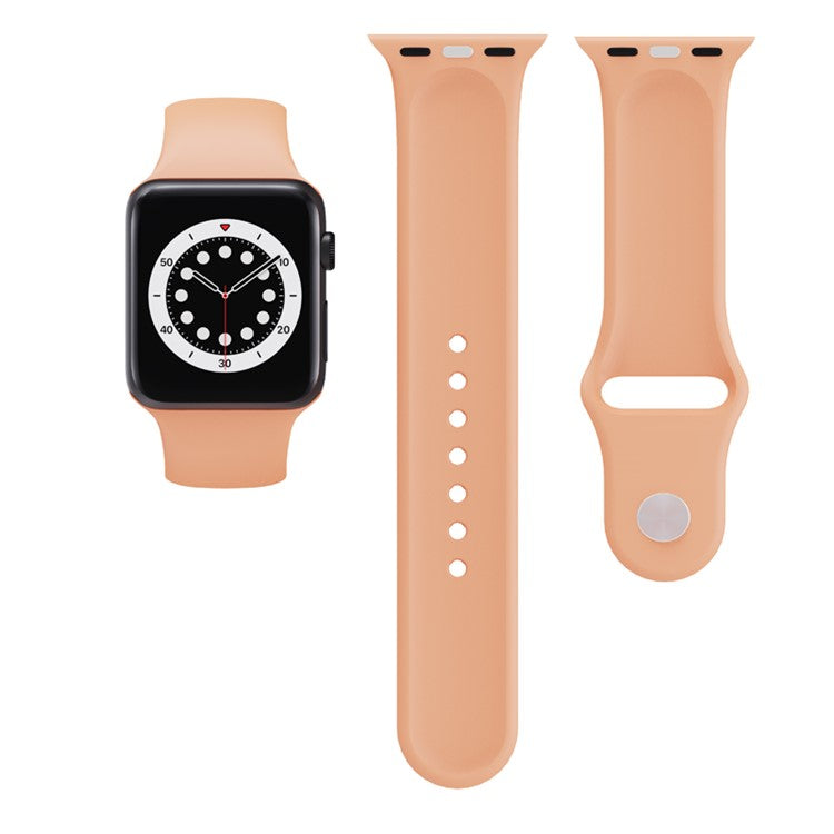 For Apple Watch Series 10 46mm / Ultra 2 Ultra 49mm /  Series 9 8 7 45mm / 6 5 4 SE (2023) SE (2022) SE 44mm / 3 2 1 42mm Silicone Wrist Band Watch Strap (Standard Size) - Honeydew Melon Color