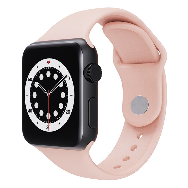 For Apple Watch Series 10 46mm / Ultra 2 Ultra 49mm /  Series 9 8 7 45mm / 6 5 4 SE (2023) SE (2022) SE 44mm / 3 2 1 42mm Silicone Wrist Band Replacement Watch Strap (Standard Size) - Pink