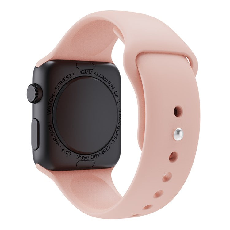 For Apple Watch Series 10 46mm / Ultra 2 Ultra 49mm /  Series 9 8 7 45mm / 6 5 4 SE (2023) SE (2022) SE 44mm / 3 2 1 42mm Silicone Wrist Band Replacement Watch Strap (Standard Size) - Pink