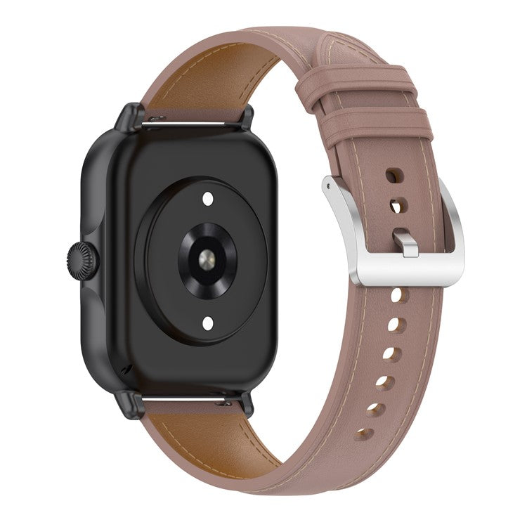 For Huami Amazfit GTS 4 Mini / Bip 3 Pro / Bip 3 / Samsung Galaxy Watch 5 / 4 Watch Band Top Layer Cowhide Leather 20mm Wrist Strap - Deep Pink
