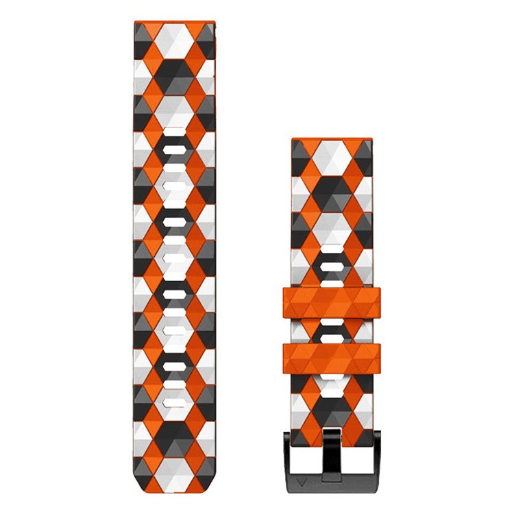 For Garmin Fenix 7 / Descent G1 / Epix Gen2 Silicone Watch Band Football Pattern 22mm Watch Strap - Orange