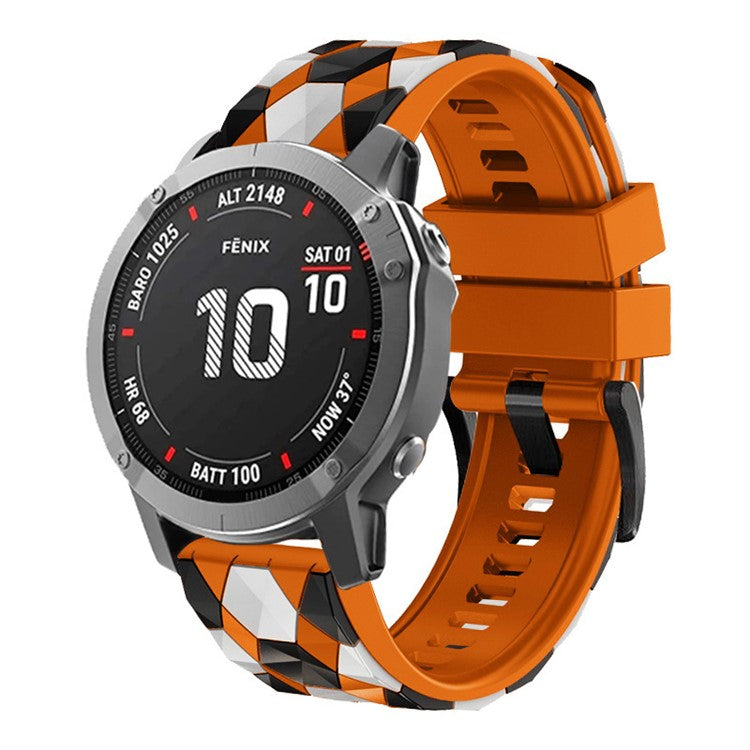 For Garmin Fenix 7 / Descent G1 / Epix Gen2 Silicone Watch Band Football Pattern 22mm Watch Strap - Orange