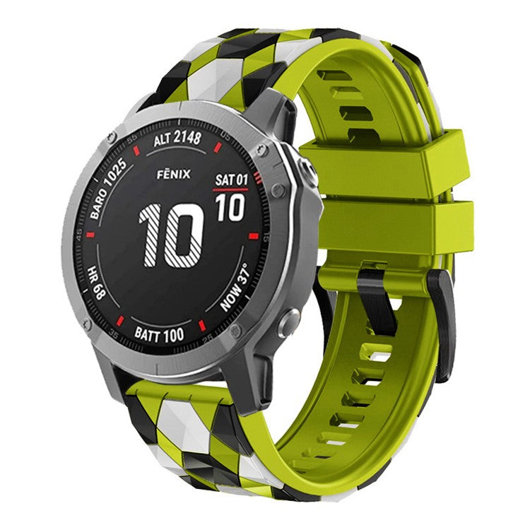 For Garmin Fenix 7X / Fenix 3 / Fenix 3 HR Silicone Watch Strap Football Pattern 26mm TPE Watch Band - Green