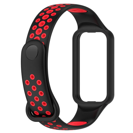 For Xiaomi Redmi Band 2 Sport Band Dual Color Soft Silicone Wristbands Replacement Strap with Case, Free Size - Black / Red