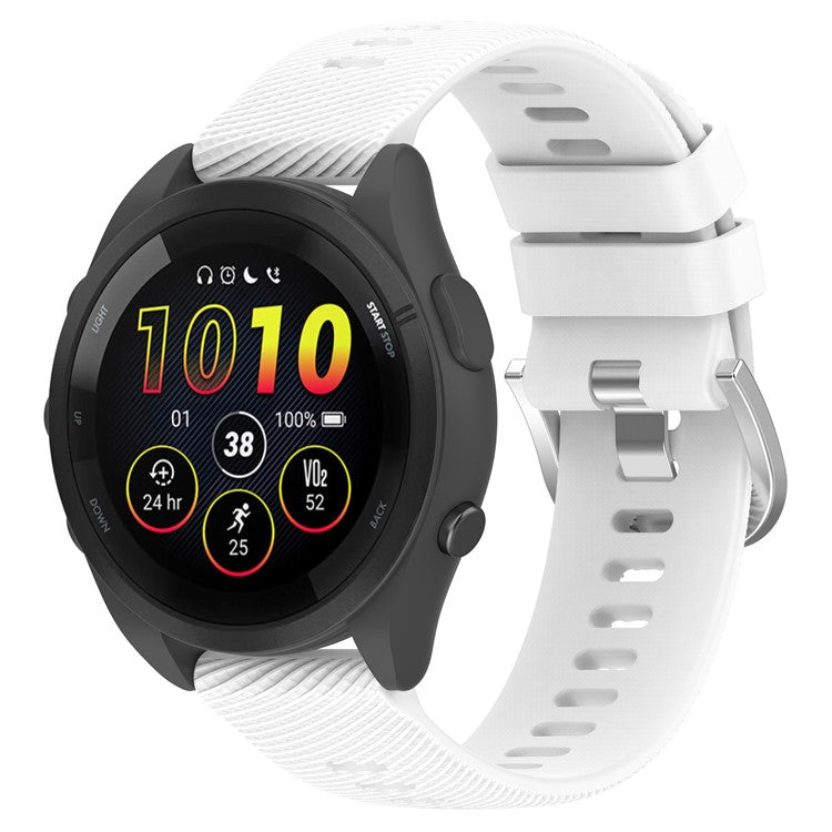 For Garmin Forerunner 256S Silicone Watch Strap 18mm Cross Stripe Replacement Strap - White