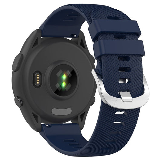For Garmin Forerunner 256S Silicone Watch Strap 18mm Cross Stripe Replacement Strap - Midnight Blue