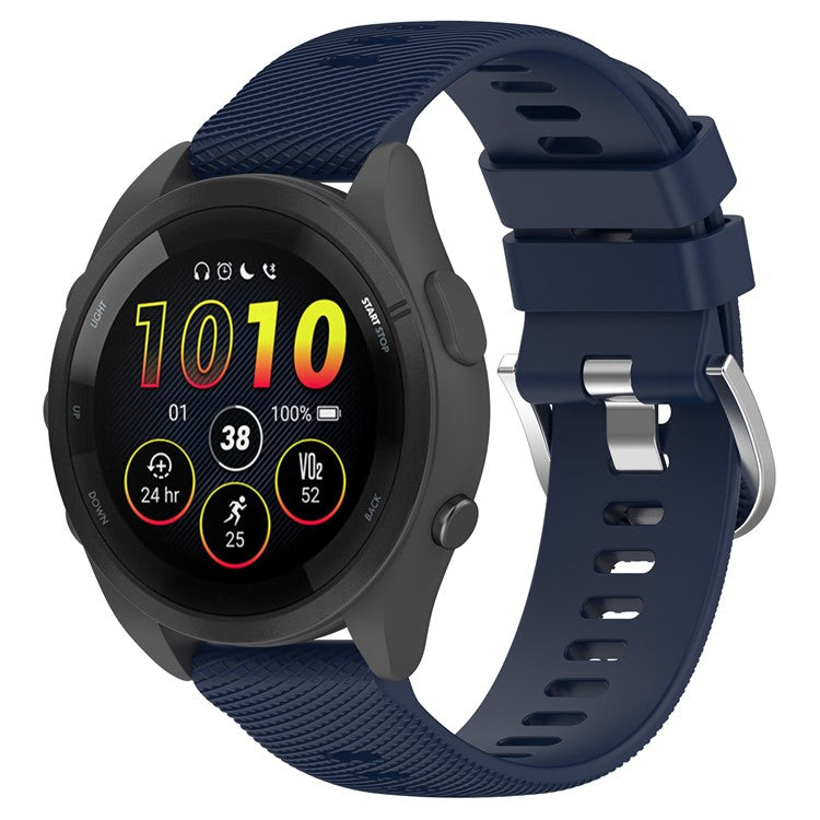 For Garmin Forerunner 256S Silicone Watch Strap 18mm Cross Stripe Replacement Strap - Midnight Blue