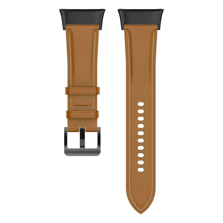 For Xiaomi Redmi Watch 3 Watch Band Genuine Cow Leather Adjustable Wrist Strap - Light Brown