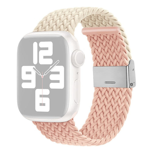 For Apple Watch Series 10 46mm / Ultra 2 Ultra 49mm /  Series 9 8 7 45mm / 6 5 4 SE (2023) SE (2022) SE 44mm / 3 2 1 42mm Nylon Strap Braided Watch Band - Starlight / Pink