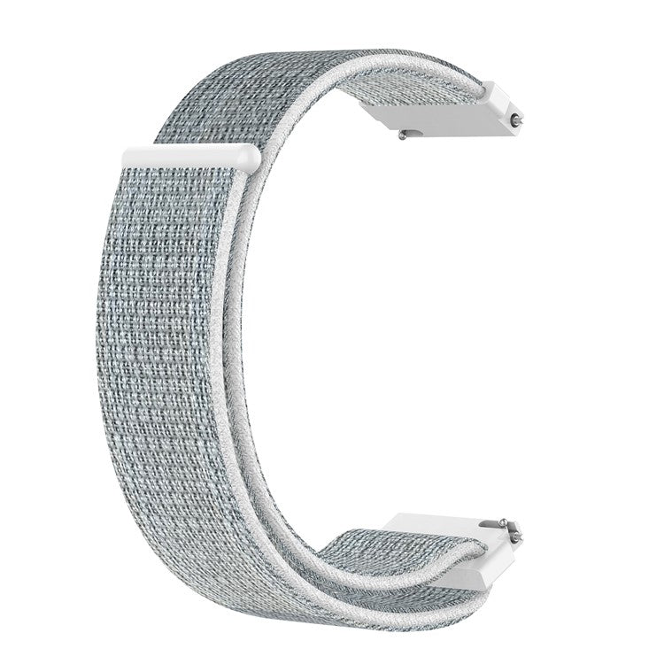 For Garmin Forerunner 265S / 255S / Venu 2S Wrist Band 18mm Universal Nylon Adjustable Watch Strap - Grey / White