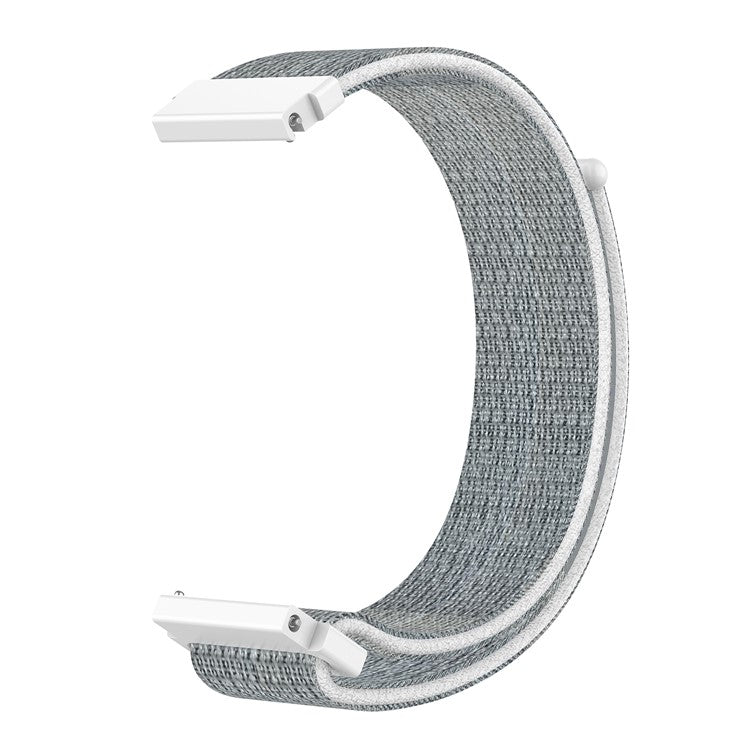 For Garmin Forerunner 265S / 255S / Venu 2S Wrist Band 18mm Universal Nylon Adjustable Watch Strap - Grey / White