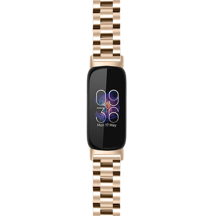 Wrist Strap for Fitbit Inspire 3 Stainless Steel 3 Beads Replacement Smart Watch Band - Champagne Gold