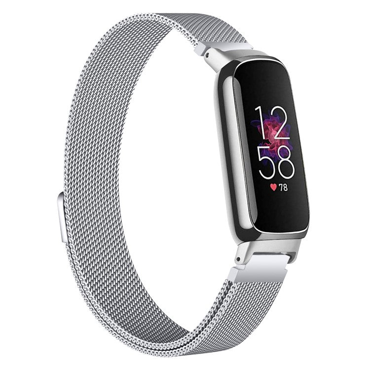 For Fitbit Inspire 3 Stainless Steel Smart Watch Band Magnetic Milanese Metal Mesh Strap - Silver