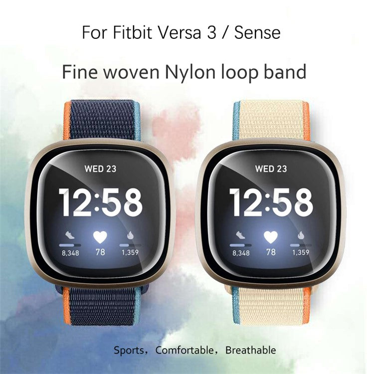 For Fitbit Versa 3 / Sense Sport Loop Nylon Watch Band Adjustable Braided Strap Wristband Replacement - Grey