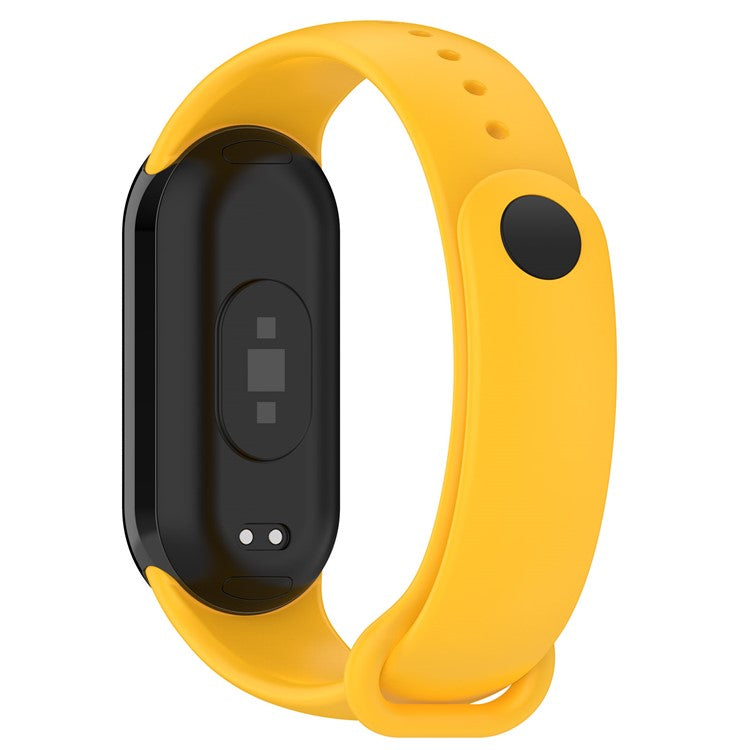 For Xiaomi Smart Band 9 NFC / 9 / 8 NFC / 8 Silicone Watch Strap Wrist Band with Stainless Steel Connector - Yellow