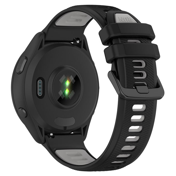 For Garmin Forerunner 265 Dual-Color Silicone Watch Strap Anti-Wear Smart Band Strap - Black / Grey