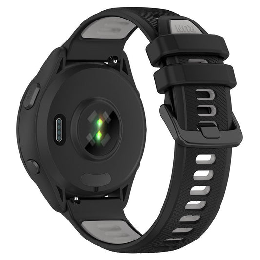 For Garmin Forerunner 265 Dual-Color Silicone Watch Strap Anti-Wear Smart Band Strap - Black / Grey