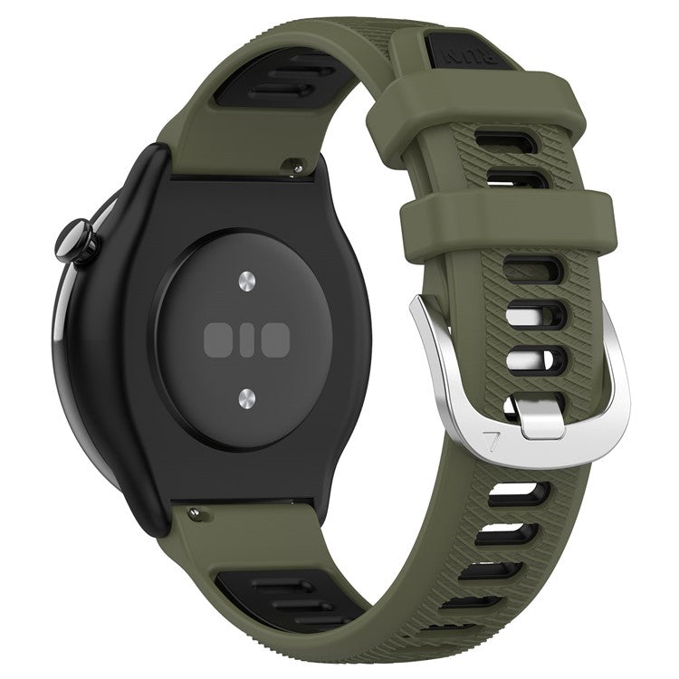For Huami Amazfit GTR Mini / Bip 3 / Bip 3 Pro Silicone Watch Band 20mm Cross Stripe Dual-color Strap - Jungle Green+Black