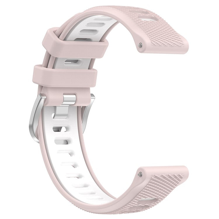 For Huami Amazfit GTR Mini / Bip 3 / Bip 3 Pro Silicone Watch Band 20mm Cross Stripe Dual-color Strap - Pink+White