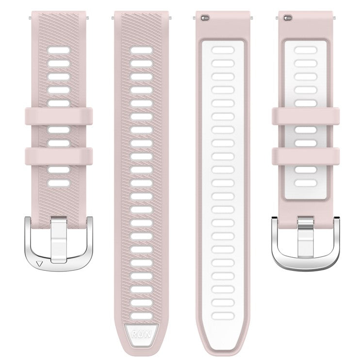 For Huami Amazfit GTR Mini / Bip 3 / Bip 3 Pro Silicone Watch Band 20mm Cross Stripe Dual-color Strap - Pink+White