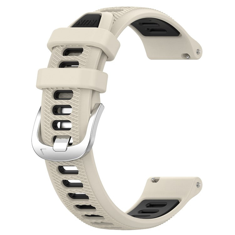 22mm Watch Band for Garmin Forerunner 265 / Honor Watch GS 3i , Silicone Cross Stripe Dual-color Strap Replacement - Starlight+Black