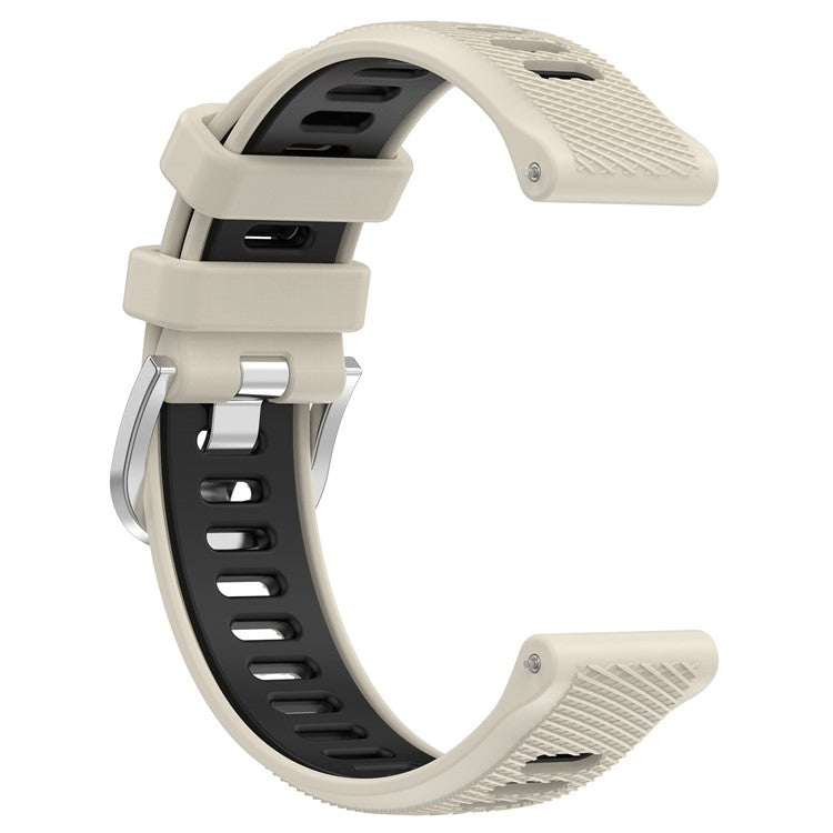 22mm Watch Band for Garmin Forerunner 265 / Honor Watch GS 3i , Silicone Cross Stripe Dual-color Strap Replacement - Starlight+Black