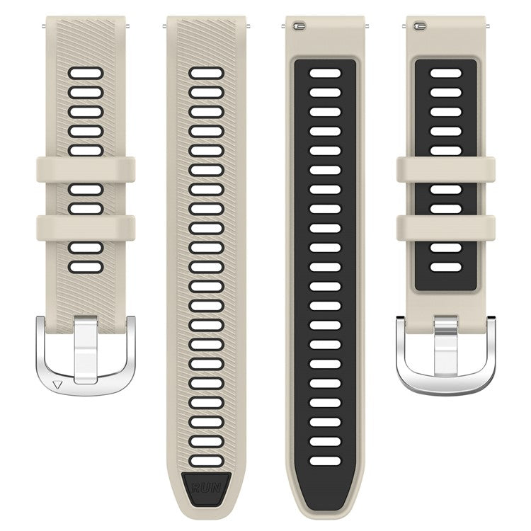 22mm Watch Band for Garmin Forerunner 265 / Honor Watch GS 3i , Silicone Cross Stripe Dual-color Strap Replacement - Starlight+Black