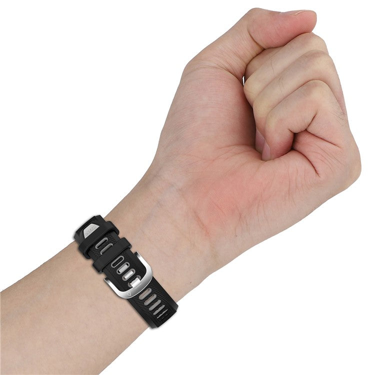 22mm Watch Band for Garmin Forerunner 265 / Honor Watch GS 3i , Silicone Cross Stripe Dual-color Strap Replacement - Starlight+Black