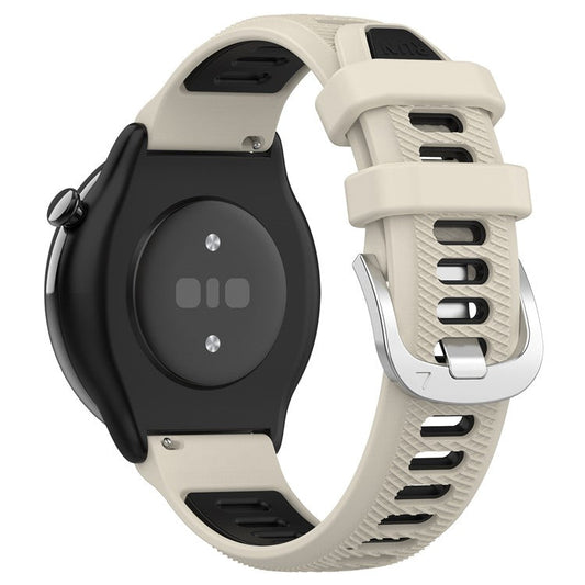 Silicone Watch Bands for Garmin Forerunner 265S / 255S / Venu 2S , 18mm Cross Stripe Dual-color Waterproof Strap - Starlight+Black