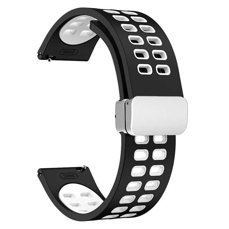 Strap for Huami Amazfit GTR Mini / Bip 3 / Bip 3 Pro , 20mm Dual-Color Silicone Magnetic Watch Band - Black+White