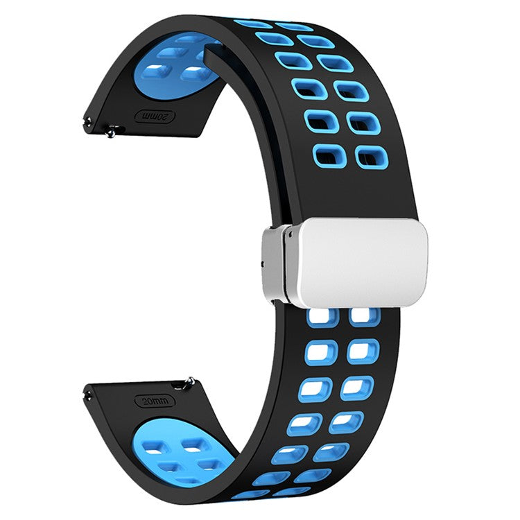Strap for Huami Amazfit GTR Mini / Bip 3 / Bip 3 Pro , 20mm Dual-Color Silicone Magnetic Watch Band - Black+Sky Blue