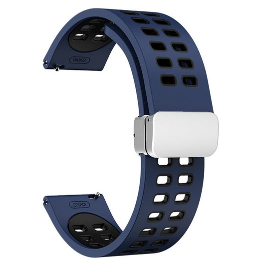 Strap for Huami Amazfit GTR Mini / Bip 3 / Bip 3 Pro , 20mm Dual-Color Silicone Magnetic Watch Band - Midnight Blue+Black
