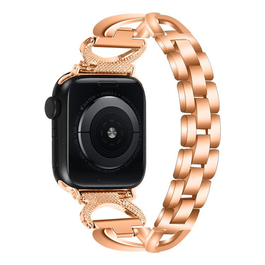Watch Band for Apple Watch Series 10 46mm / Ultra 2 Ultra 49mm /  Series 9 8 7 45mm / 6 5 4 SE (2023) SE (2022) SE 44mm / 3 2 1 42mm Rhinestones Decor Alloy Strap - Rose Gold