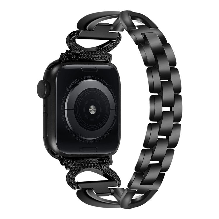 Watch Band for Apple Watch Series 10 46mm / Ultra 2 Ultra 49mm /  Series 9 8 7 45mm / 6 5 4 SE (2023) SE (2022) SE 44mm / 3 2 1 42mm Rhinestones Decor Alloy Strap - Black