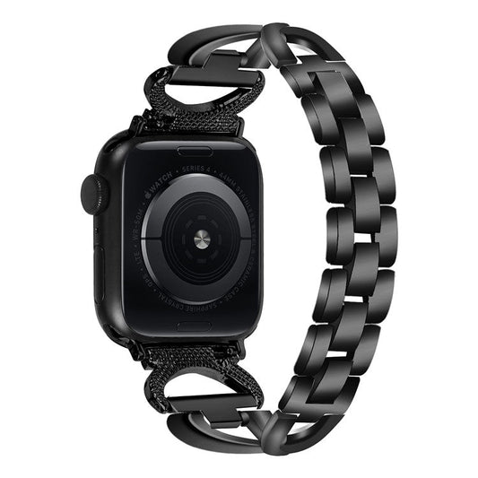 Watch Band for Apple Watch Series 10 46mm / Ultra 2 Ultra 49mm /  Series 9 8 7 45mm / 6 5 4 SE (2023) SE (2022) SE 44mm / 3 2 1 42mm Rhinestones Decor Alloy Strap - Black