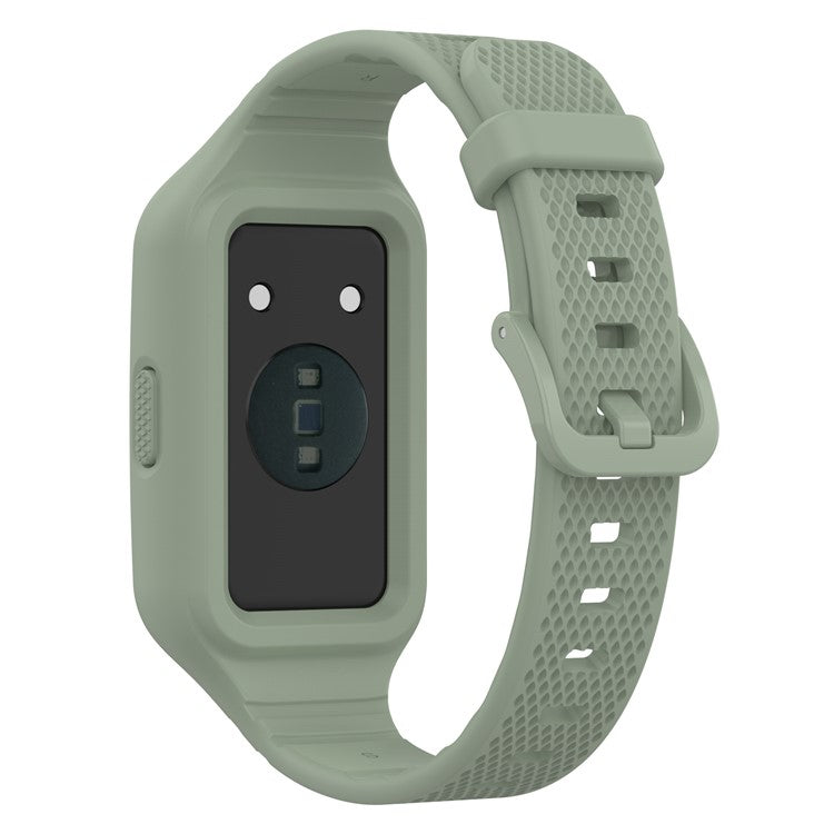For Huawei Band 6 / 6 Pro / Band 7 / Band 8 / Band 8 NFC / Band 9 / Band 9 NFC / Honor Band 6 / 7 Sports Silicone Watch Band with Case - Light Green