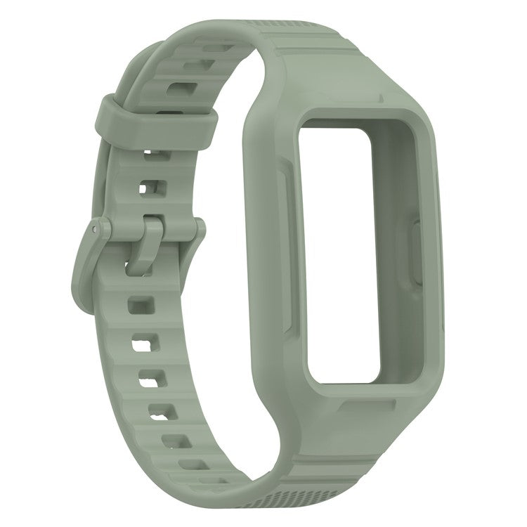 For Huawei Band 6 / 6 Pro / Band 7 / Band 8 / Band 8 NFC / Band 9 / Band 9 NFC / Honor Band 6 / 7 Sports Silicone Watch Band with Case - Light Green