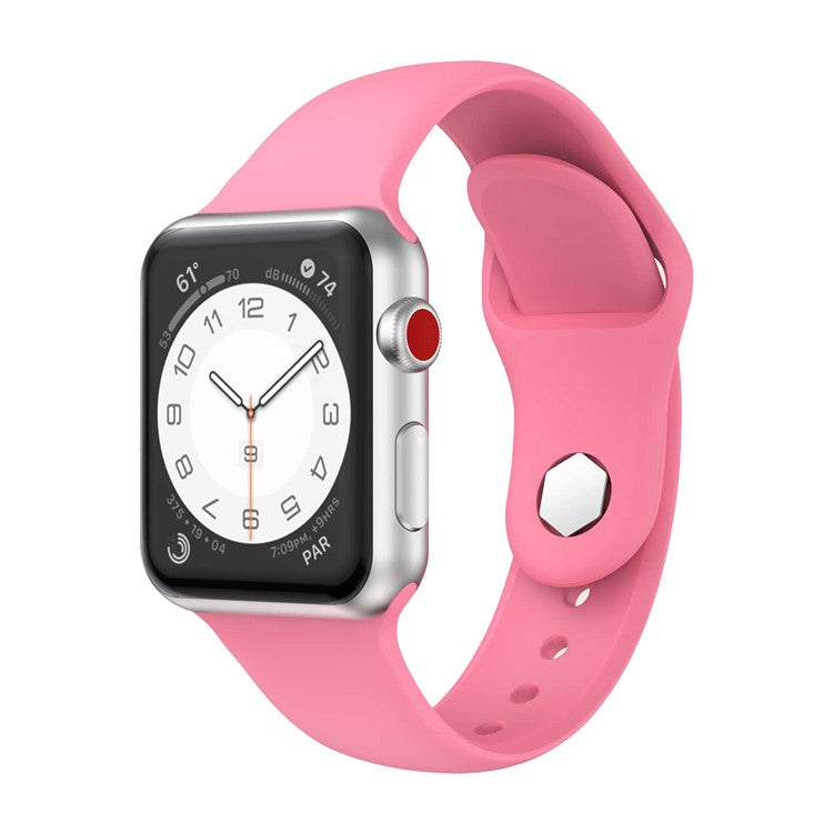 Silicone Band for Apple Watch Ultra 49mm Adjustable Watch Strap Replacement with Hexagonal Stud - Pink