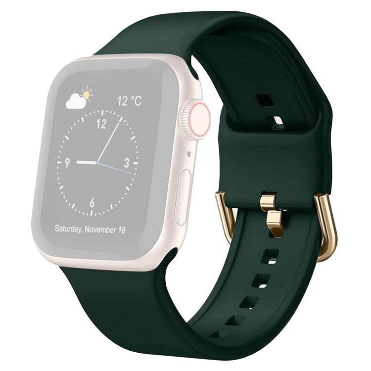For Apple Watch Series 10 46mm / Ultra 2 Ultra 49mm /  Series 9 8 7 45mm / 6 5 4 SE (2023) SE (2022) SE 44mm / 3 2 1 42mm Silicone Watch Strap Adjustable Watch Band - Blackish Green
